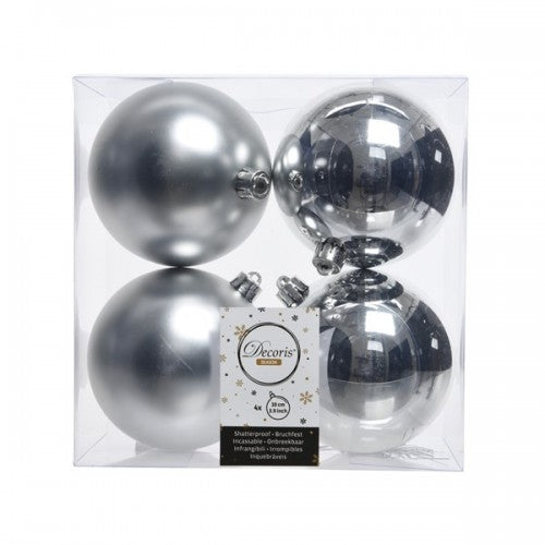 Palline di natale 4 pezzi argento diametro 10cm Kaemingk Palline di natale 4 pezzi argento diametro 10cm Kaemingk